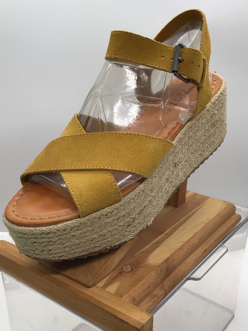 American Eagle Outfitters Mustard Yellow Suede Espadrille Platform Sandal